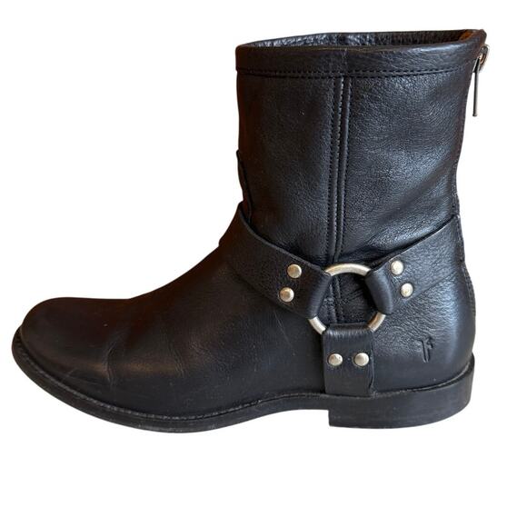 Frye Phillip Harness Engineer Ankle Boots Black 7.5 - Picture 1 of 11